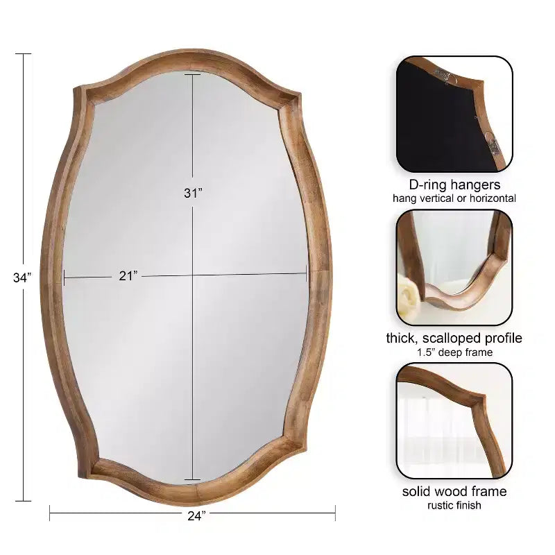 Miroir mural festonné Hatherleigh 24x34 Kate & Laurel All Things Decor