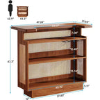 Meuble de bar à domicile en rotin Lantine, mini-bar de ferme à 4 niveaux avec 4 porte-verres à pied et base rehaussée, meuble-bar à alcool pour pub à domicile