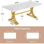 Table à manger rectangulaire Lantine de 63 pouces pour 4 à 6 personnes, table à manger moderne pour salle à manger, cuisine, salon
