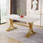 Table à manger rectangulaire Lantine de 63 pouces pour 4 à 6 personnes, table à manger moderne pour salle à manger, cuisine, salon