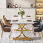 Table à manger rectangulaire Lantine de 63 pouces pour 4 à 6 personnes, table à manger moderne pour salle à manger, cuisine, salon