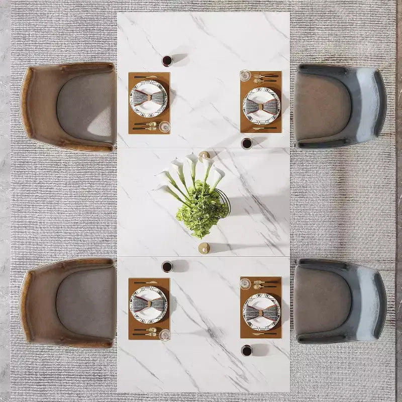 Table à manger rectangulaire Lantine de 63 pouces pour 4 à 6 personnes, table à manger moderne pour salle à manger, cuisine, salon