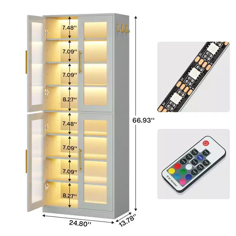 Meuble à chaussures Tribesigns avec lumières LED, étagère de rangement pour chaussures à 8 niveaux avec étagère réglable