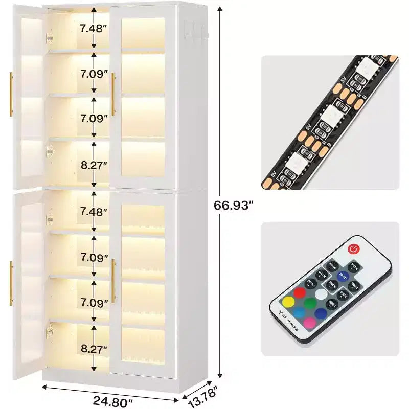 Meuble à chaussures Tribesigns avec lumières LED, étagère de rangement pour chaussures à 8 niveaux avec étagère réglable
