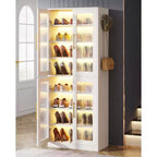 Meuble à chaussures Tribesigns avec lumières LED, étagère de rangement pour chaussures à 8 niveaux avec étagère réglable