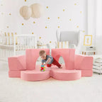 Canapé de jeu modulaire pour enfants Costway 8 PCS avec housse amovible pour salle de jeux et chambre à coucher intérieur rose/gris