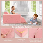 Canapé de jeu modulaire pour enfants Costway 8 PCS avec housse amovible pour salle de jeux et chambre à coucher intérieur rose/gris