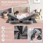 Canapé de jeu modulaire pour enfants Costway 8 PCS avec housse amovible pour salle de jeux et chambre à coucher intérieur rose/gris
