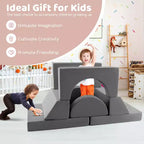 Canapé de jeu modulaire pour enfants Costway 8 PCS avec housse amovible pour salle de jeux et chambre à coucher intérieur rose/gris