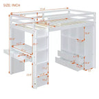 Lit mezzanine double/grand format avec grandes étagères, bureau et éclairage LED 4A - ModernLuxe
