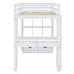 Lit mezzanine double/grand format avec grandes étagères, bureau et éclairage LED 4A - ModernLuxe