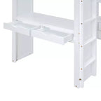Lit mezzanine double/grand format avec grandes étagères, bureau et éclairage LED 4A - ModernLuxe