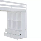 Lit mezzanine double/grand format avec grandes étagères, bureau et éclairage LED 4A - ModernLuxe