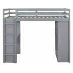 Lit mezzanine double/grand format avec grandes étagères, bureau et éclairage LED 4A - ModernLuxe
