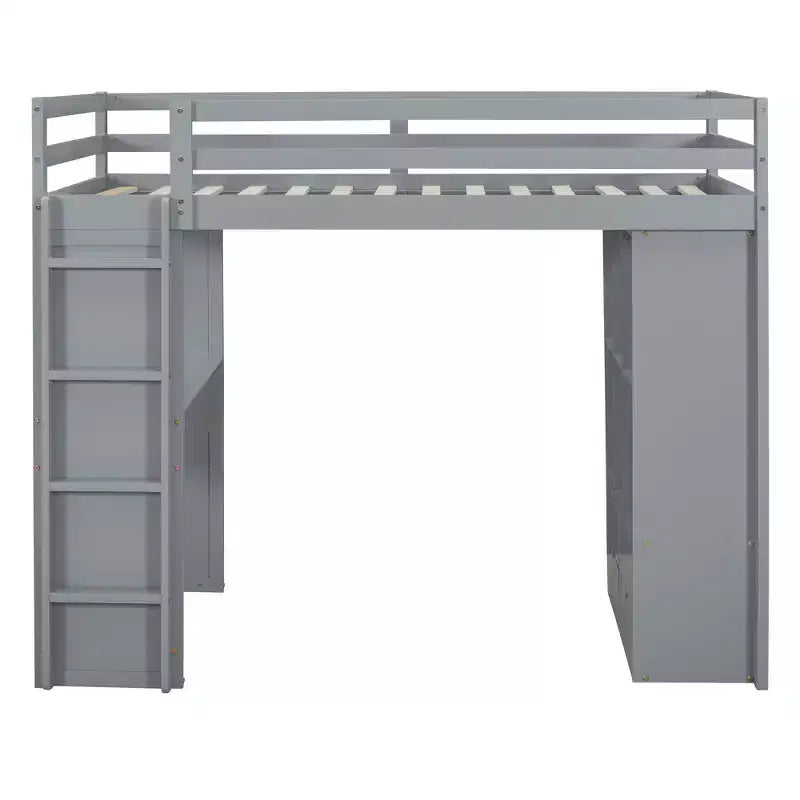 Lit mezzanine double/grand format avec grandes étagères, bureau et éclairage LED 4A - ModernLuxe