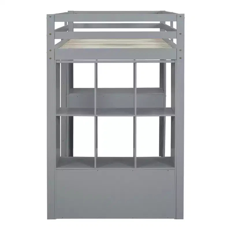 Lit mezzanine double/grand format avec grandes étagères, bureau et éclairage LED 4A - ModernLuxe