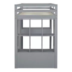 Lit mezzanine double/grand format avec grandes étagères, bureau et éclairage LED 4A - ModernLuxe