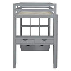 Lit mezzanine double/grand format avec grandes étagères, bureau et éclairage LED 4A - ModernLuxe