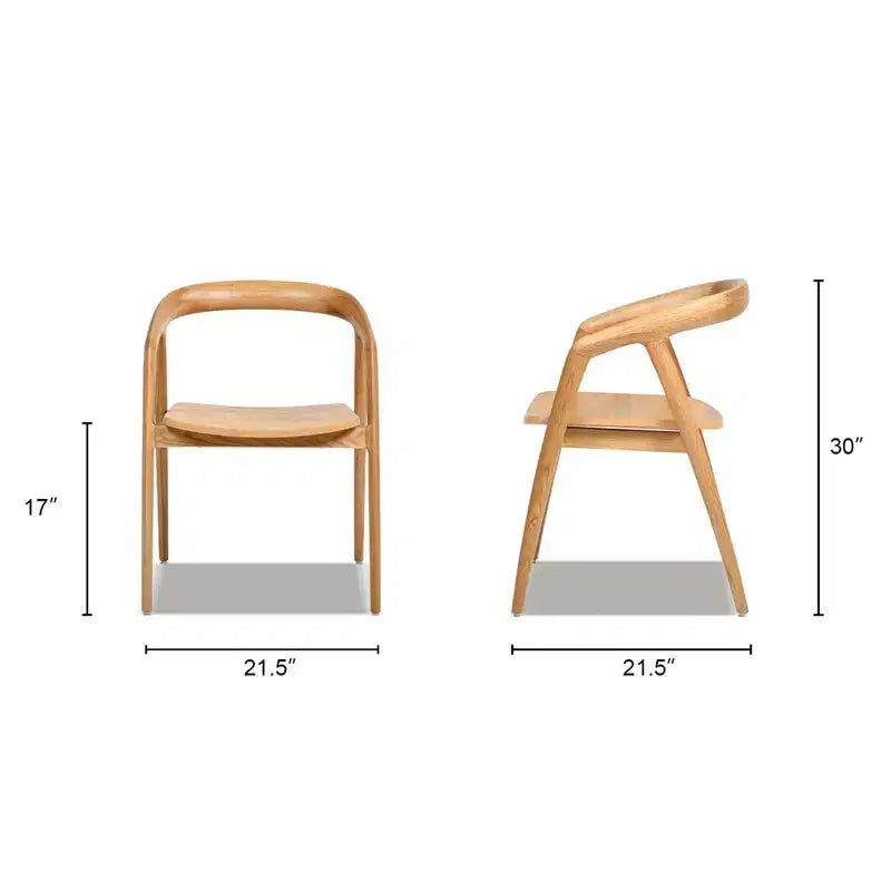 Chaise de salle à manger Simeon 21 en bois de chêne scandinave sculpté, chêne brun naturel chaud