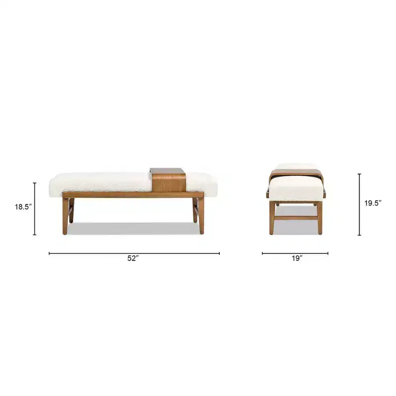 Banc de téléphone moderne Billie 52 avec étagère coulissante, Boucle Blanc Ivoire
