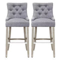 WestinTrends 29 Linen Tufted Buttons Upholstered Wingback Bar Stool (Set of 2), Gray