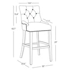 Tabouret de bar à oreilles rembourré WestinTrends 29 en lin avec boutons touffetés (Lot de 2), Gris
