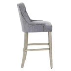 Tabouret de bar à oreilles rembourré WestinTrends 29 en lin avec boutons touffetés (Lot de 2), Gris