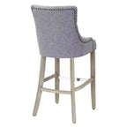 Tabouret de bar à oreilles rembourré WestinTrends 29 en lin avec boutons touffetés (Lot de 2), Gris