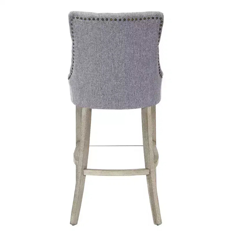 Tabouret de bar à oreilles rembourré WestinTrends 29 en lin avec boutons touffetés (Lot de 2), Gris
