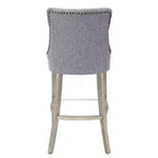 Tabouret de bar à oreilles rembourré WestinTrends 29 en lin avec boutons touffetés (Lot de 2), Gris