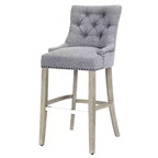 Tabouret de bar à oreilles rembourré WestinTrends 29 en lin avec boutons touffetés (Lot de 2), Gris