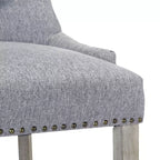 Tabouret de bar à oreilles rembourré WestinTrends 29 en lin avec boutons touffetés (Lot de 2), Gris