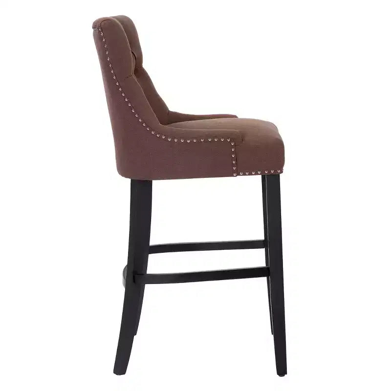 Tabouret de bar à oreilles capitonné en tissu de lin WestinTrends 29", marron