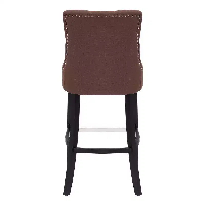 Tabouret de bar à oreilles capitonné en tissu de lin WestinTrends 29", marron