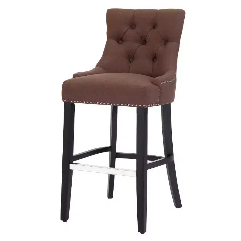 Tabouret de bar à oreilles capitonné en tissu de lin WestinTrends 29", marron