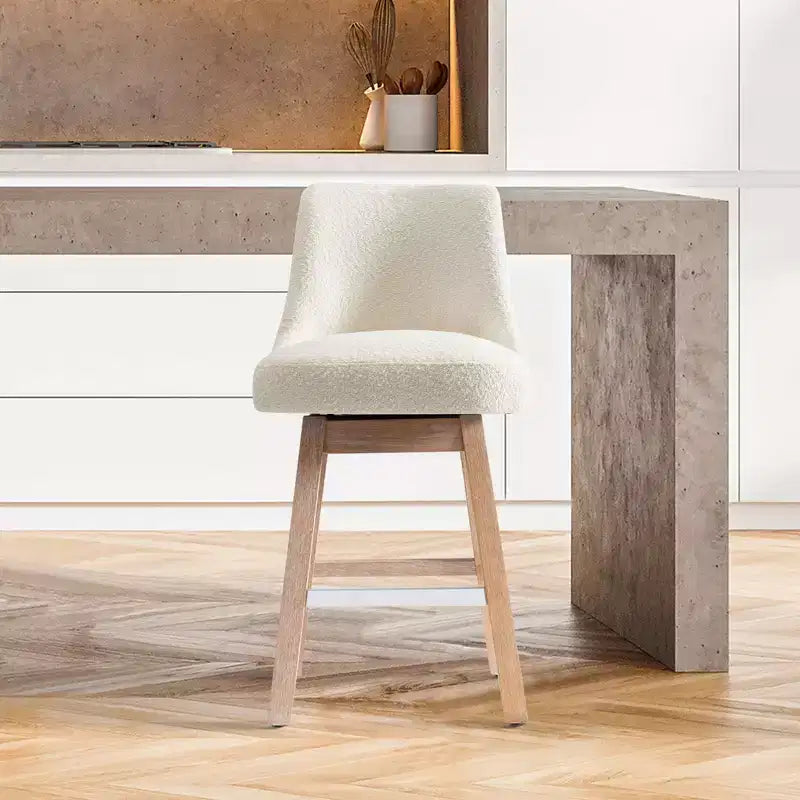 Tabouret de bar WestinTrends 26, hauteur comptoir, pivotant, rembourré, crème