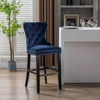 WestinTrends 29 Tabouret de bar en velours capitonné avec repose-pieds en métal, velours bleu marine