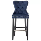 WestinTrends 29 Tabouret de bar en velours capitonné avec repose-pieds en métal, velours bleu marine