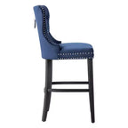 WestinTrends 29 Tabouret de bar en velours capitonné avec repose-pieds en métal, velours bleu marine