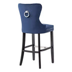 WestinTrends 29 Tabouret de bar en velours capitonné avec repose-pieds en métal, velours bleu marine