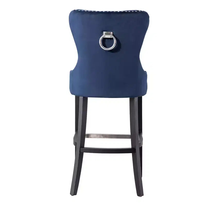 WestinTrends 29 Tabouret de bar en velours capitonné avec repose-pieds en métal, velours bleu marine