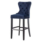 WestinTrends 29 Tabouret de bar en velours capitonné avec repose-pieds en métal, velours bleu marine