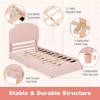 Cadre de lit plateforme double pour enfants Costway Lit double rembourré avec support de lattes en bois