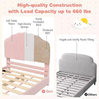 Cadre de lit plateforme double pour enfants Costway Lit double rembourré avec support de lattes en bois
