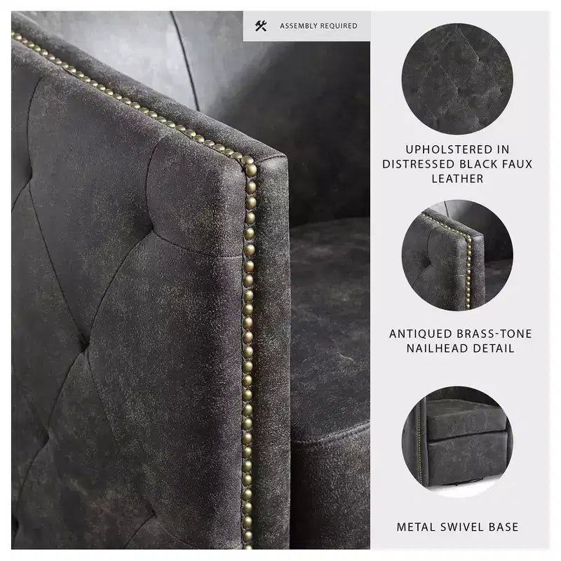 Fauteuil d'appoint pivotant décontracté Brentlow de Signature Design by Ashley, noir vieilli