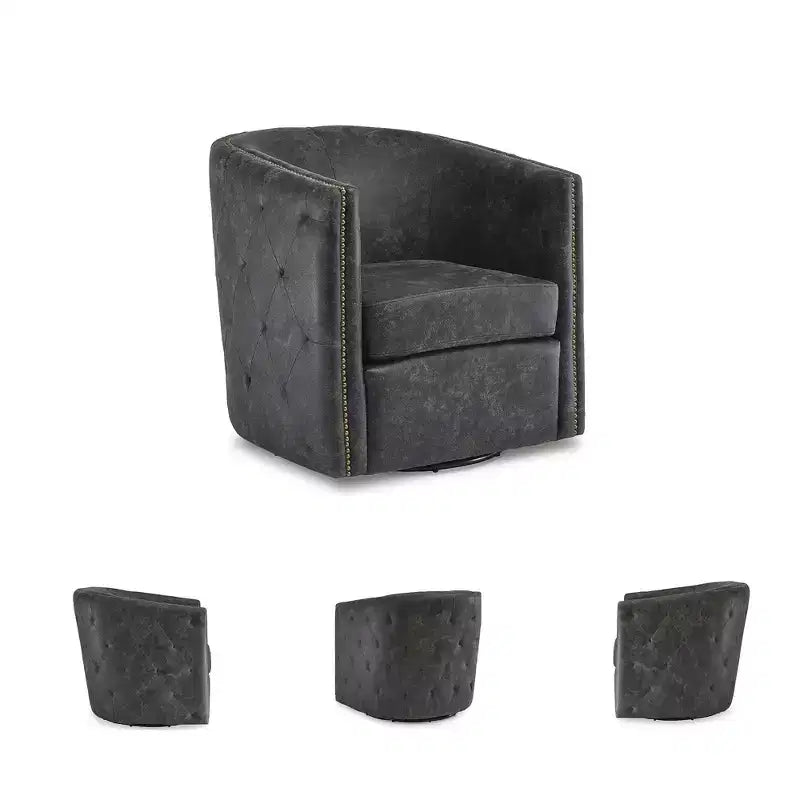 Fauteuil d'appoint pivotant décontracté Brentlow de Signature Design by Ashley, noir vieilli