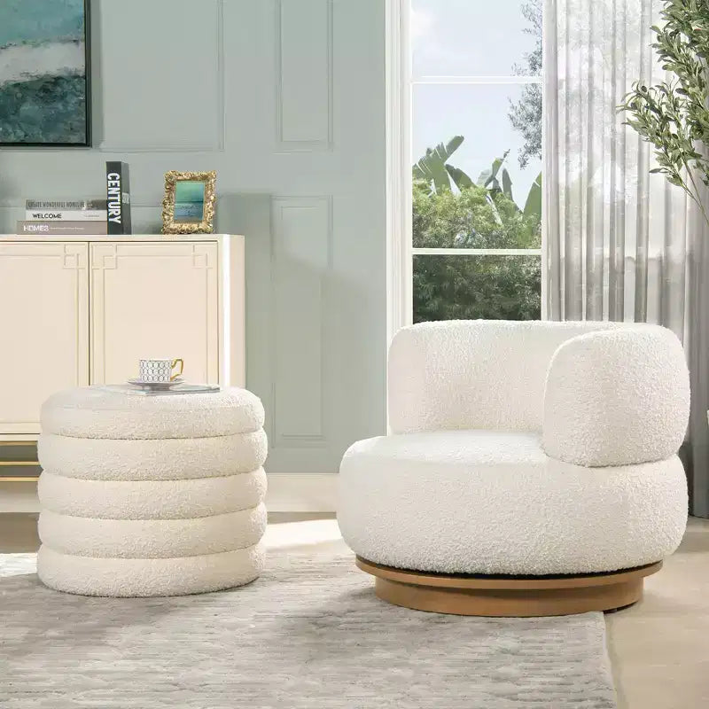 Pouf de rangement rond surdimensionné Jennifer Taylor Home Fuji de 48 cm