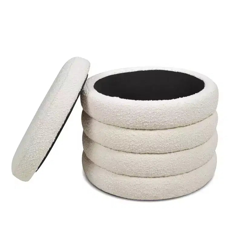 Pouf de rangement rond surdimensionné Jennifer Taylor Home Fuji de 48 cm