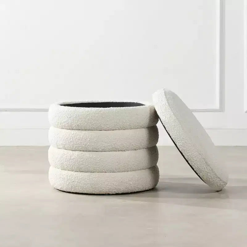 Pouf de rangement rond surdimensionné Jennifer Taylor Home Fuji de 48 cm