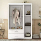 Armoire 3 portes avec étagères et 2 tiroirs, Dressing 4A - ModernLuxe